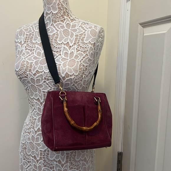 Gucci Purple Suede Bamboo Diana Crossbody Handbag with COA - some corner wear - Picture 5 of 17